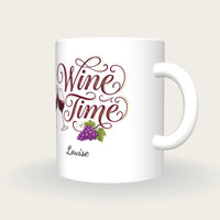 Personalised Wine Time Mug, three-quarter view