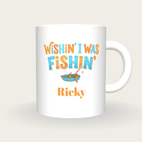 Personalised Wishin I Was Fishin Mug, front