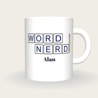 Personalised Word Nerd Crossword Mug, front