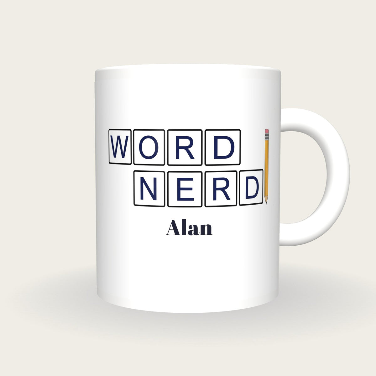 Personalised Word Nerd Crossword Mug, front
