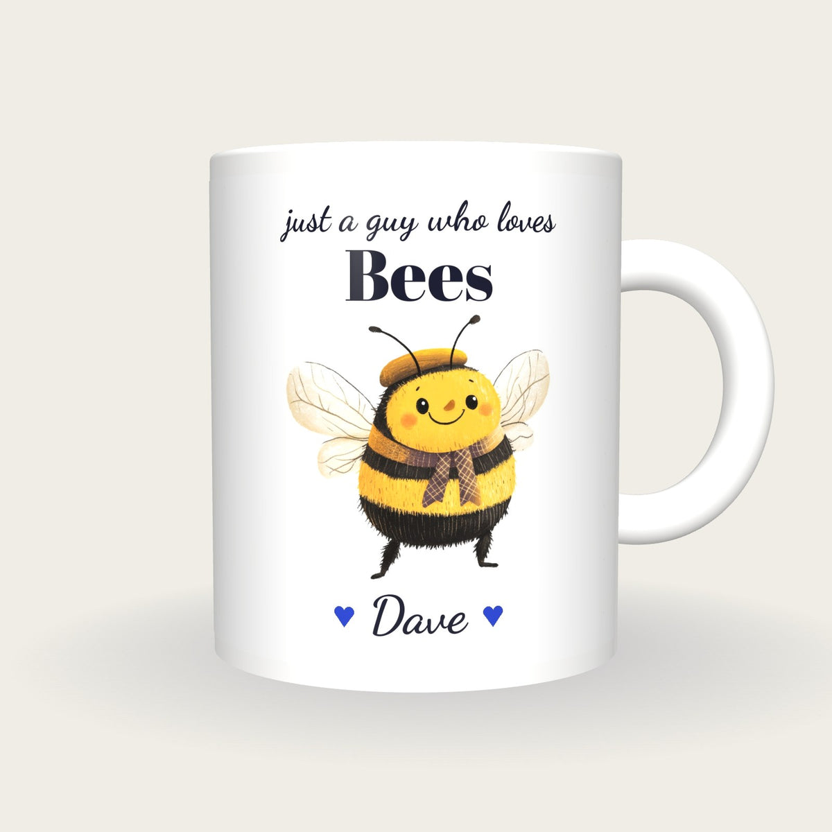Personalised Bee Mug, Just A Guy Who Loves Bees, front