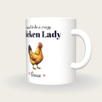Personalised Chicken Mug, Crazy Chicken Lady, three-quarter view