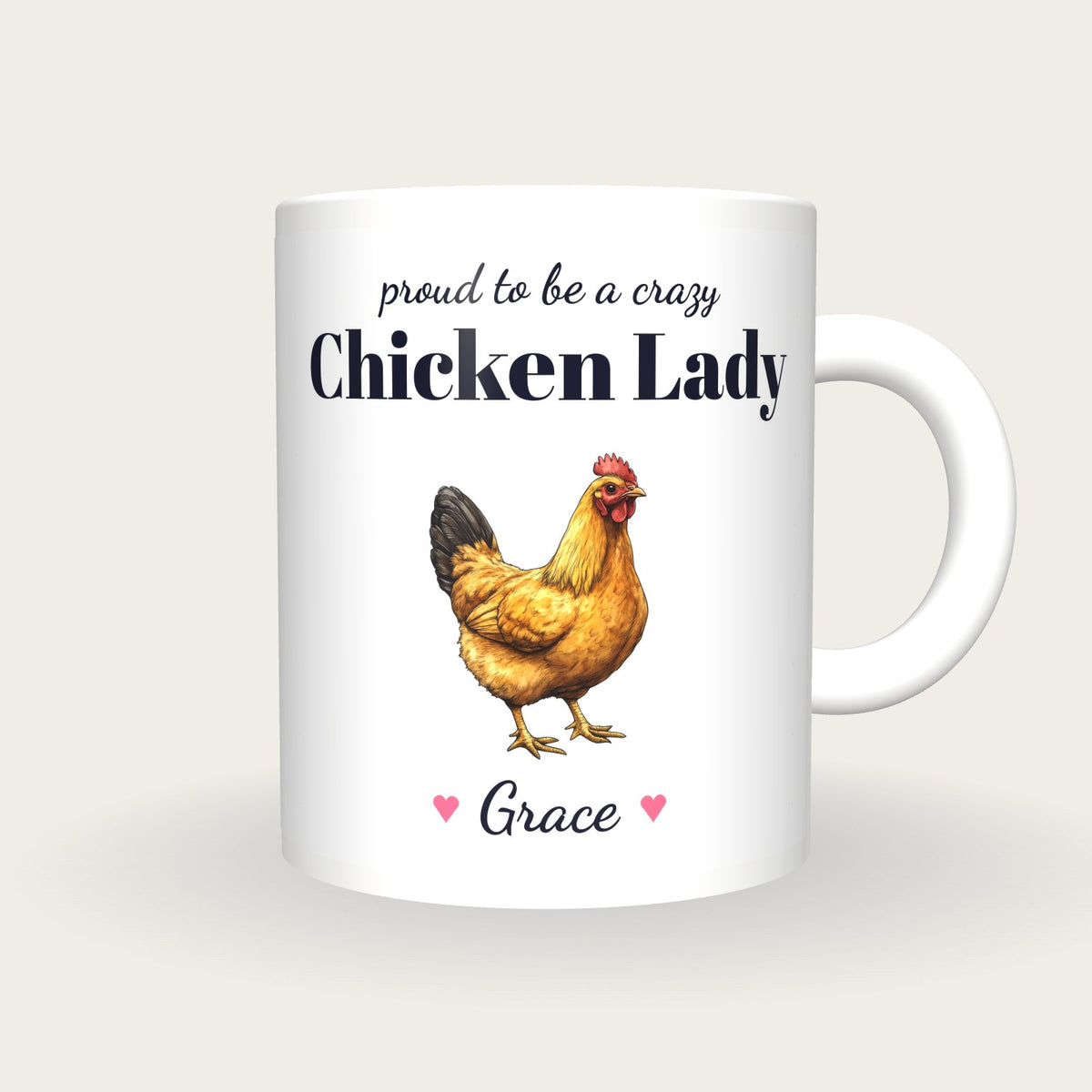 Personalised Chicken Mug, Crazy Chicken Lady, front