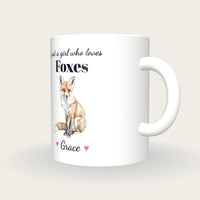 Personalised Fox Mug, Just A Girl Who Loves Foxes, three-quarter view