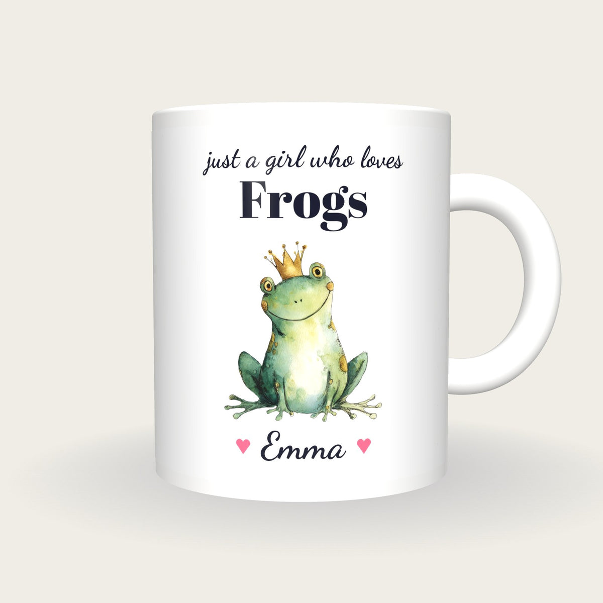 Personalised Frog Mug, Just A Girl Who Loves Frogs, front