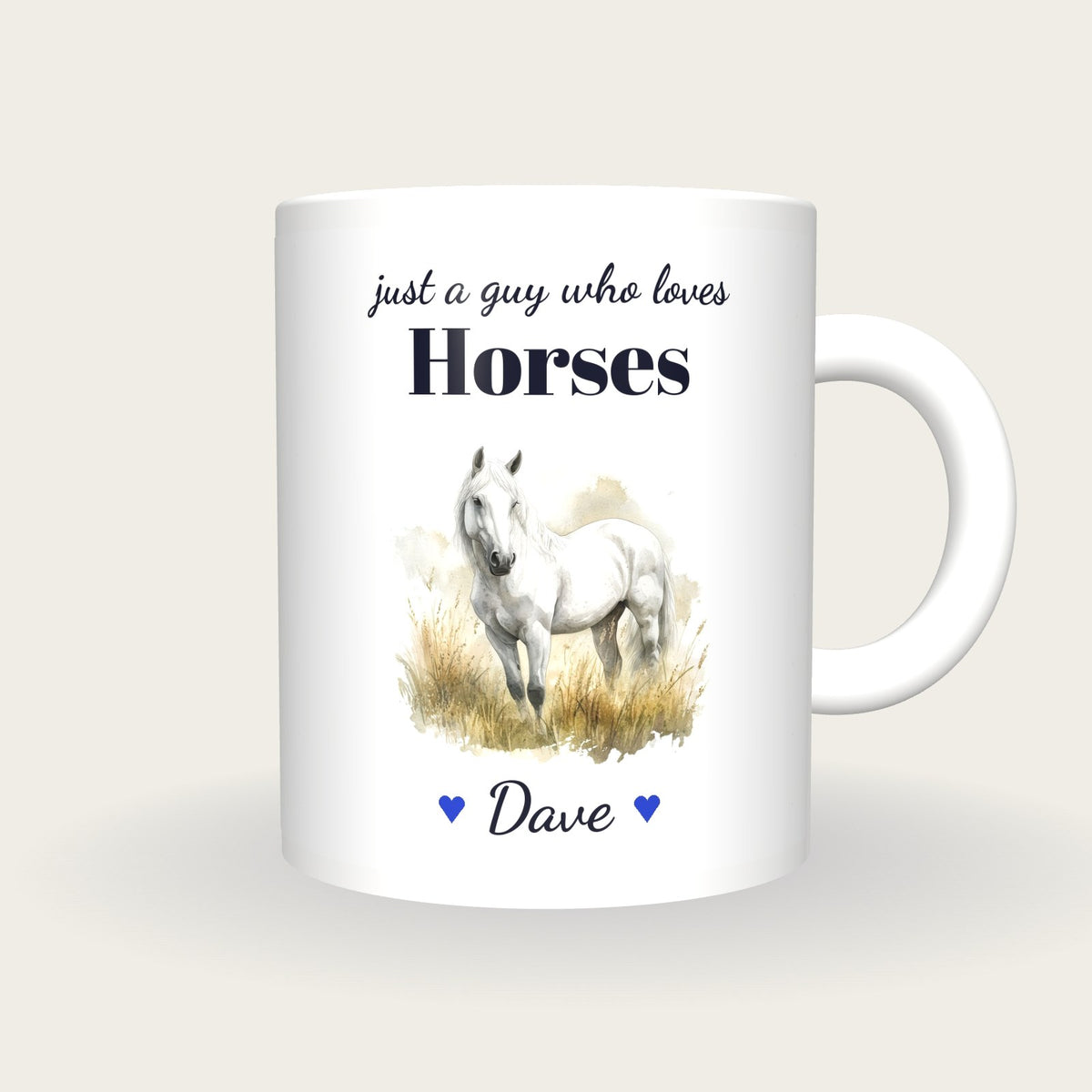 Personalised Horse Mug, Just A Guy Who Loves Horses, front