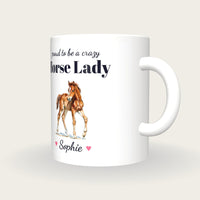 Personalised Horse Mug, Crazy Horse Lady, three-quarter view