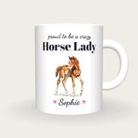 Personalised Horse Mug, Crazy Horse Lady, front