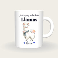 Personalised Llama Mug, Just A Guy Who Loves Llamas, front