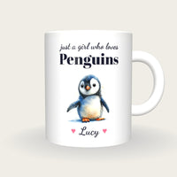 Personalised Penguin Mug, Just A Girl Who Loves Penguins, front