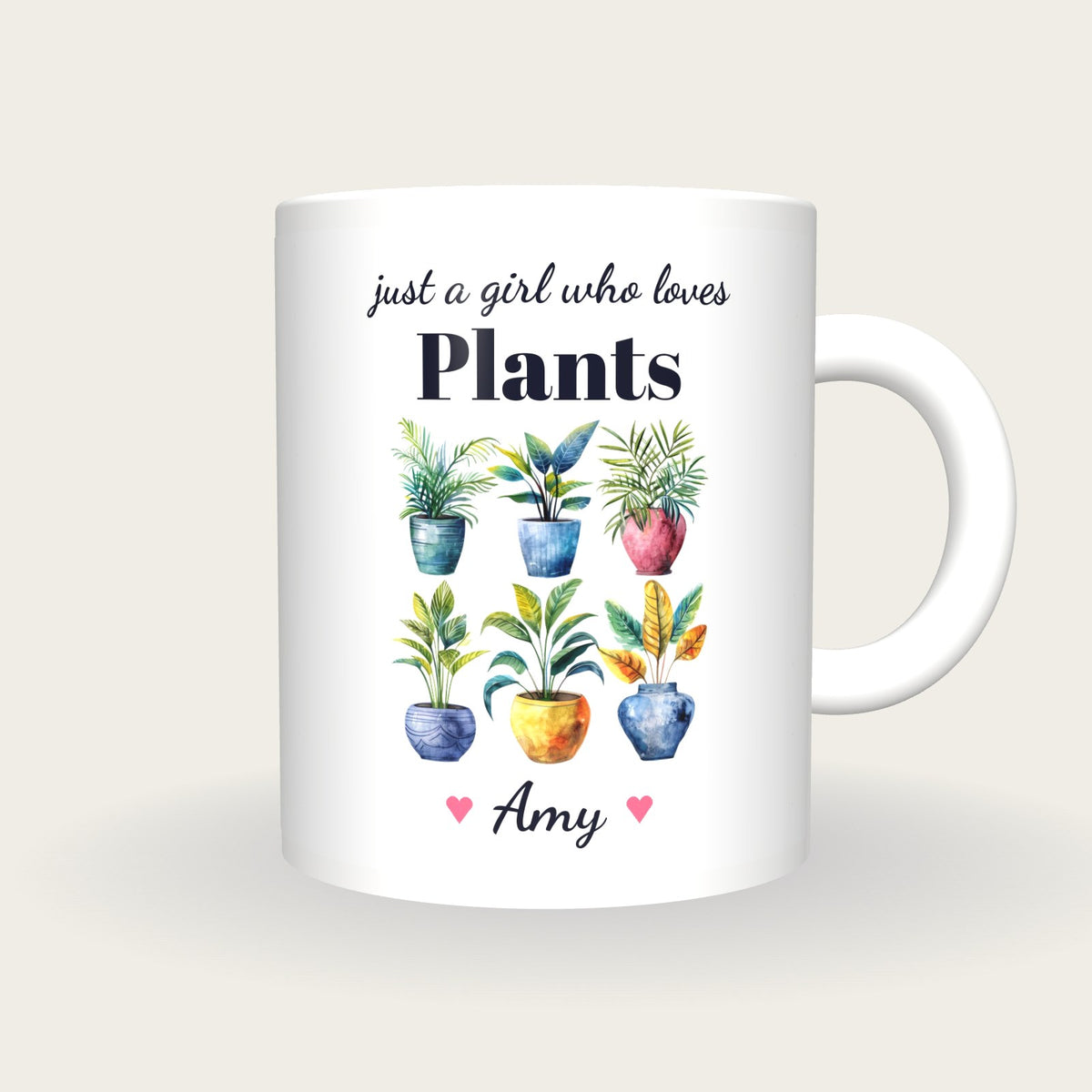 Personalised House Plant Mug, Just A Girl Who Loves Plants, front