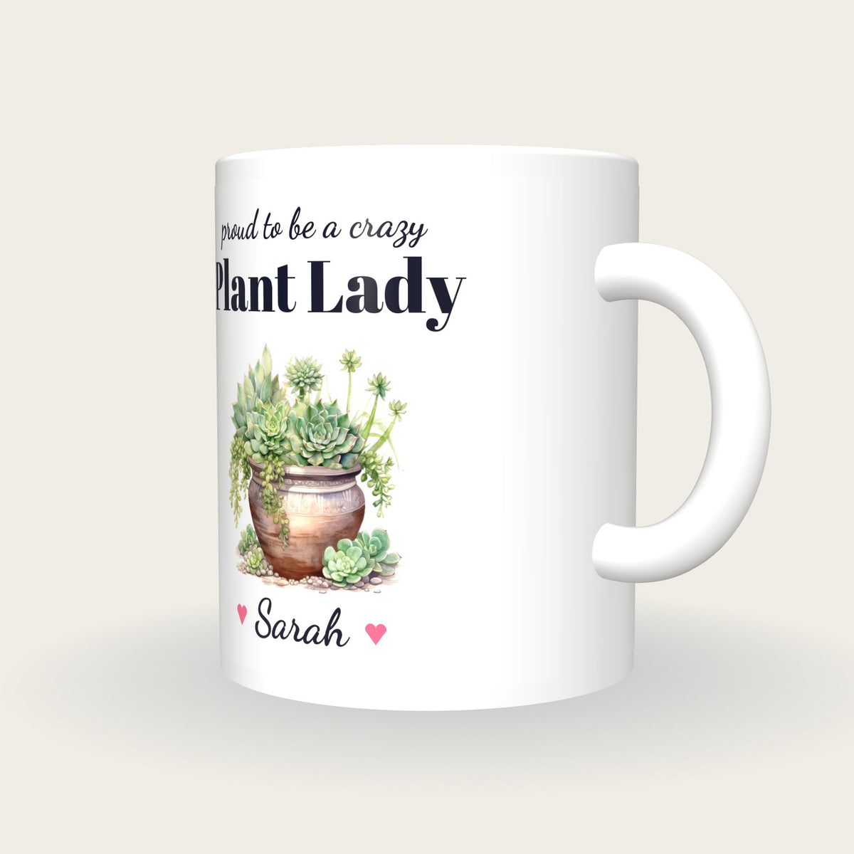 Personalised House Plant Mug, Crazy Plant Lady, three-quarter view