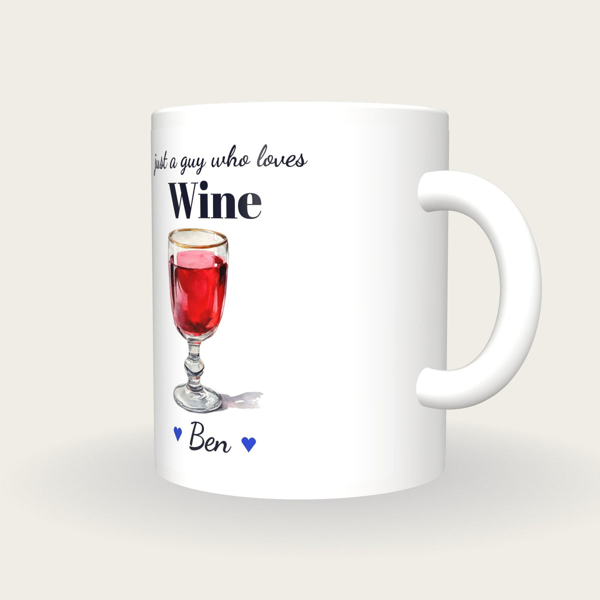 Personalised Wine Mug, Just A Guy Who Loves Wine, three-quarter view