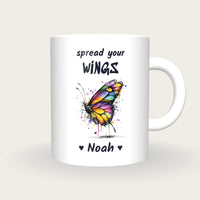 Personalised Butterfly Mug, Spread Your Wings, front