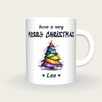Personalised Christmas Tree Mug, Merry Christmas, front