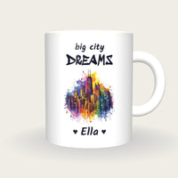 Personalised City Skyline Mug, Big City Dreams, front