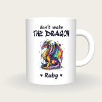 Personalised Dragon Mug, Don't Wake The Dragon, front