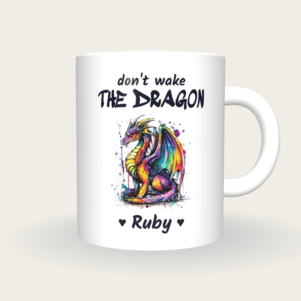 Personalised Dragon Mug, Don't Wake The Dragon, front