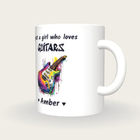 Personalised Guitar Mug, Just A Girl Who Loves Guitars, three-quarter view