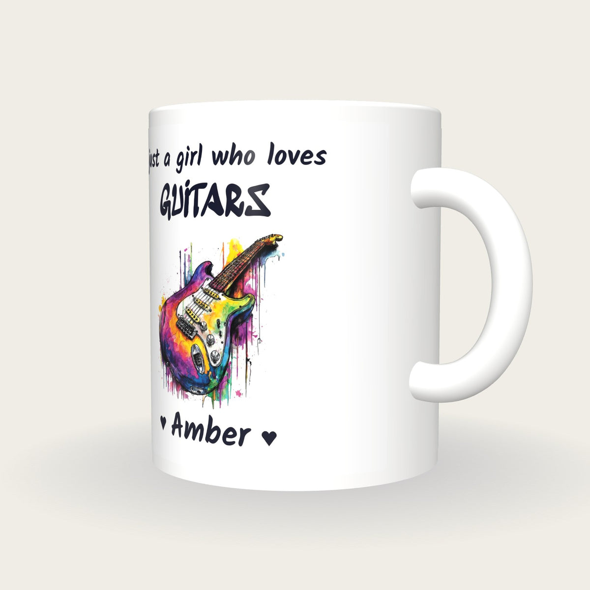 Personalised Guitar Mug, Just A Girl Who Loves Guitars, three-quarter view