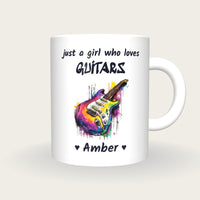 Personalised Guitar Mug, Just A Girl Who Loves Guitars, front
