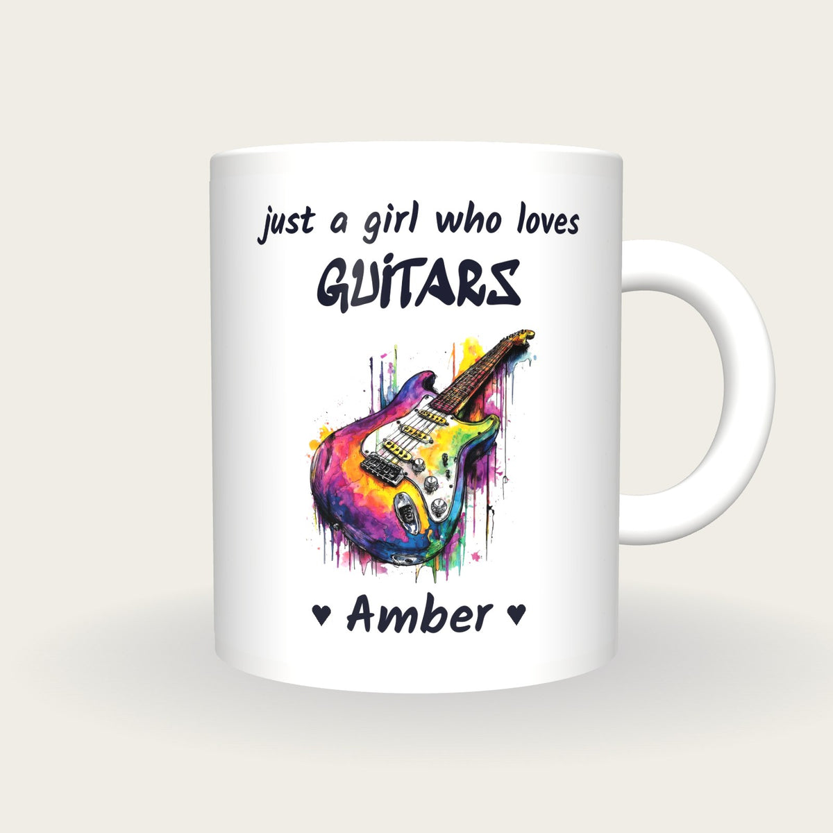 Personalised Guitar Mug, Just A Girl Who Loves Guitars, front
