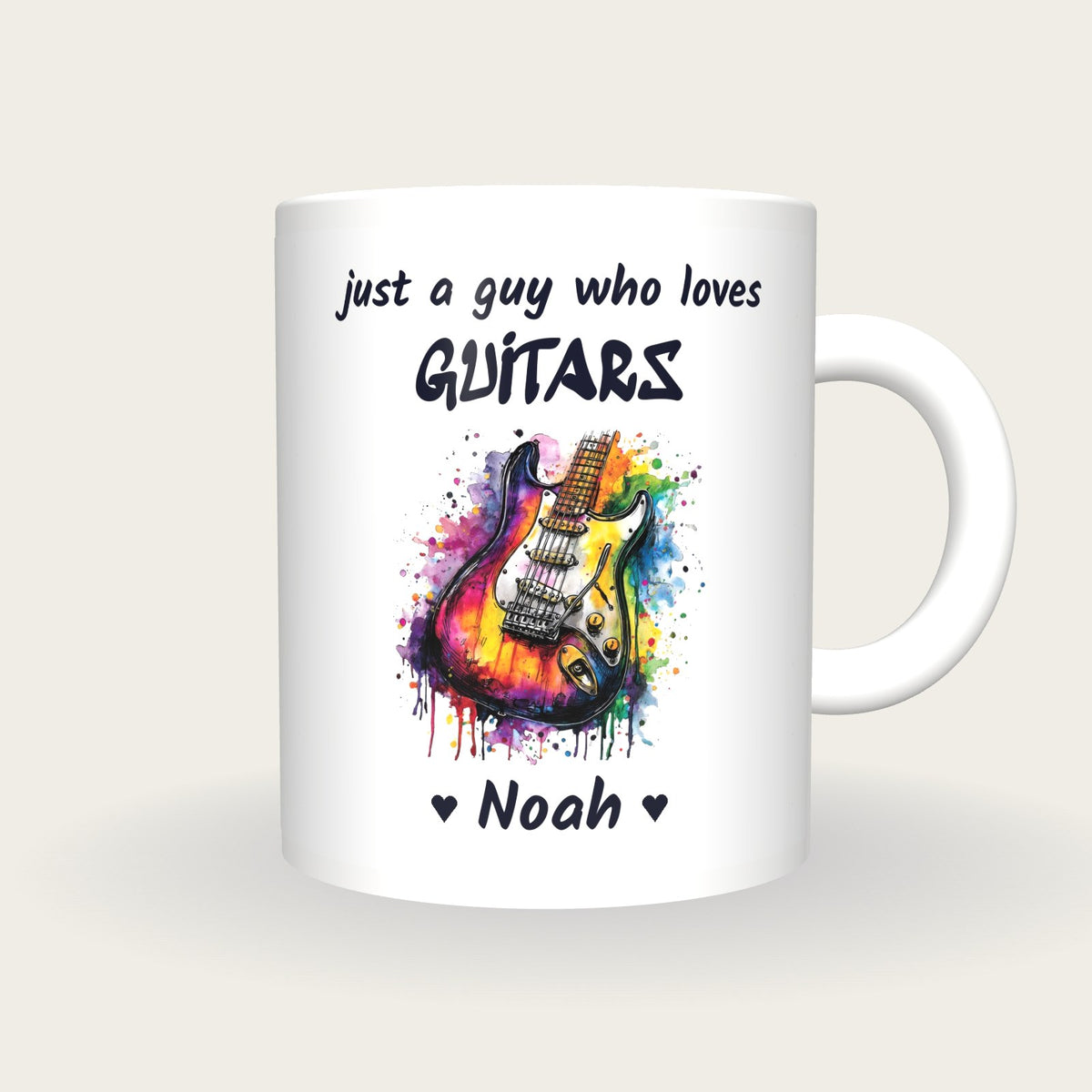 Personalised Guitar Mug, Just A Guy Who Loves Guitars, front