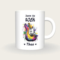 Personalised Guitar Mug, Born To Rock, front