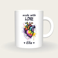 Personalised Heart Mug, Made With Love, front