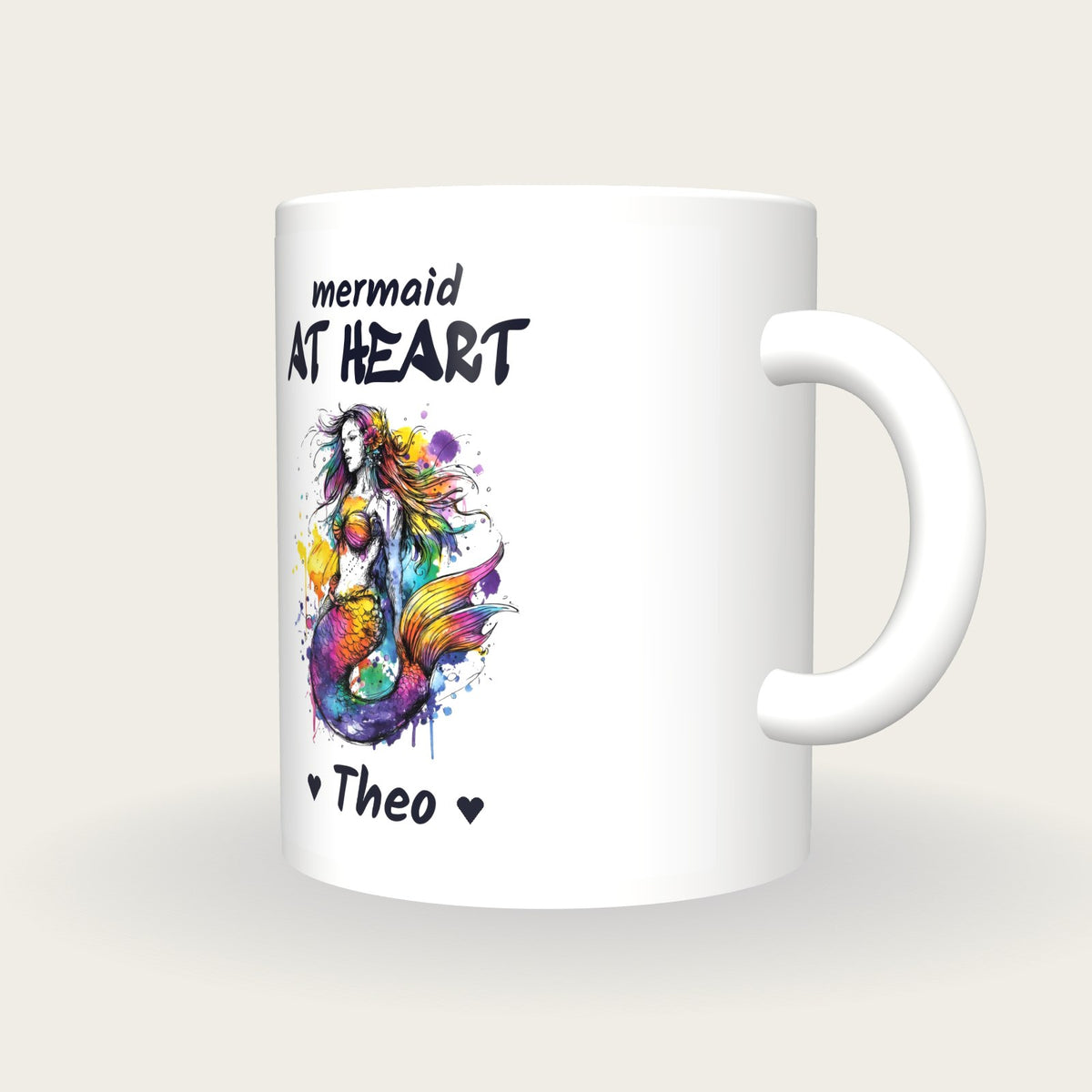 Personalised Mermaid Mug, Mermaid At Heart, three-quarter view