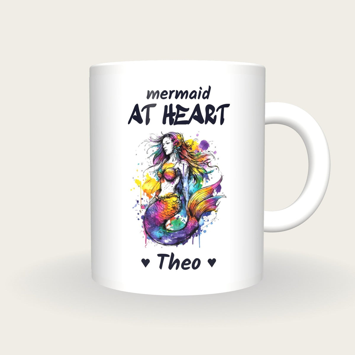 Personalised Mermaid Mug, Mermaid At Heart, front