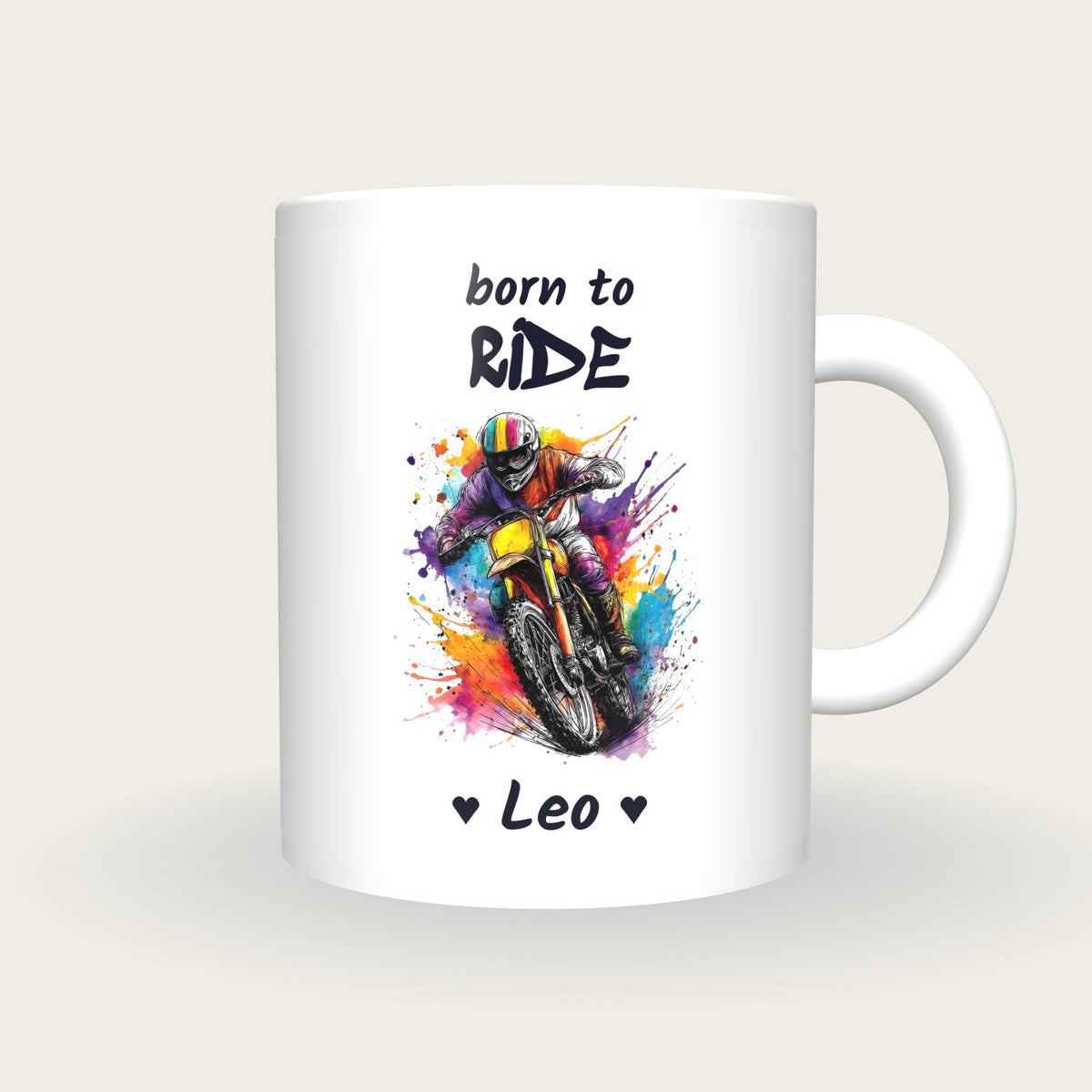Personalised Motorbike Mug, Born To Ride, front