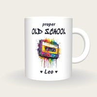 Personalised Cassette Tape Mug, Proper Old School, front