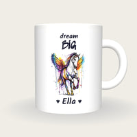Personalised Pegasus Mug, Dream Big, front