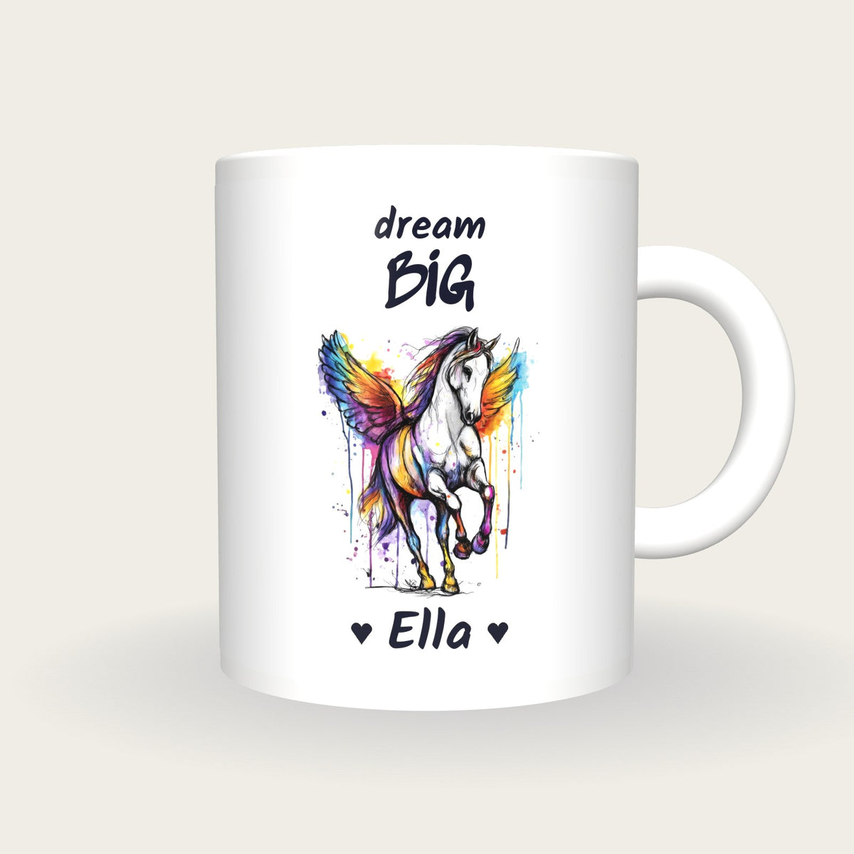 Personalised Pegasus Mug, Dream Big, front