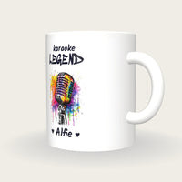 Personalised Microphone Mug, Karaoke Legend, three-quarter view