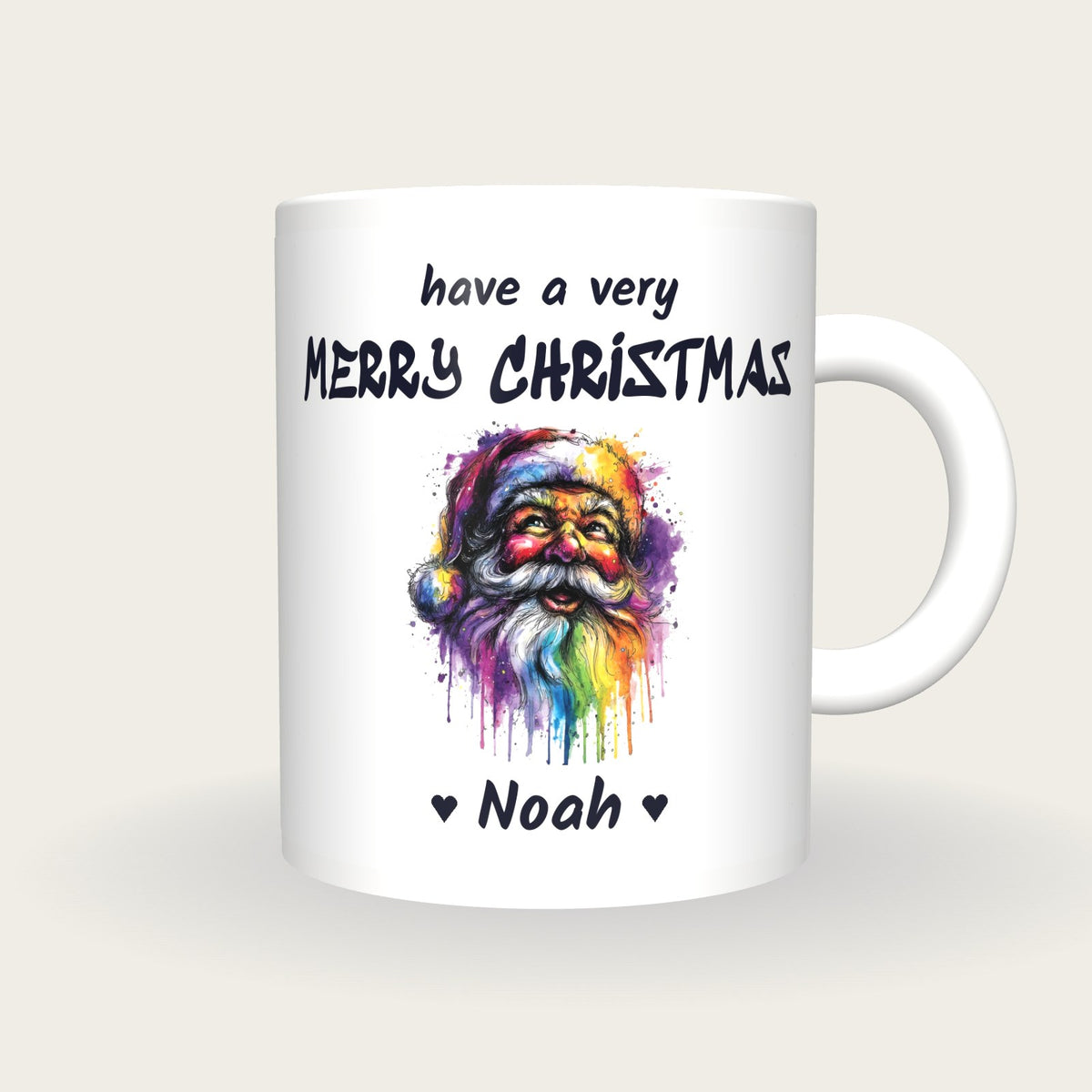 Personalised Santa Mug, Merry Christmas, front