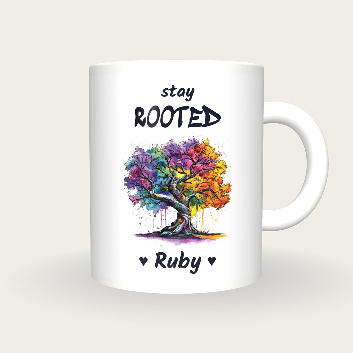 Personalised Tree Mug, Stay Rooted, front