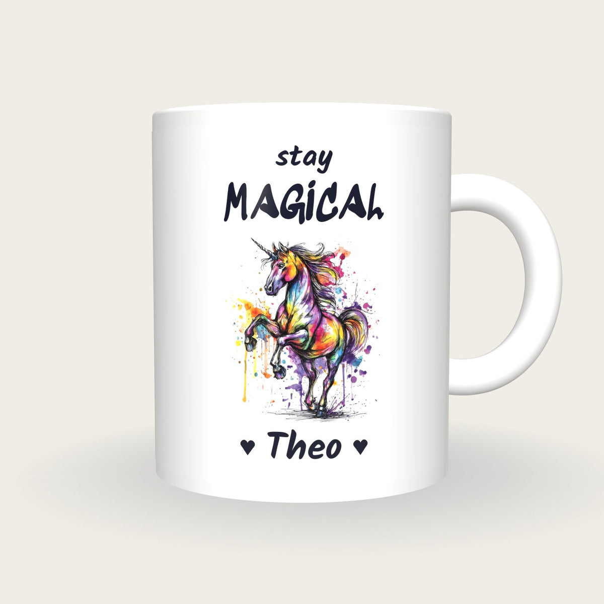 Personalised Unicorn Mug, Stay Magical, front