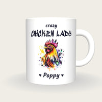 Personalised Chicken Mug, Crazy Chicken Lady, front