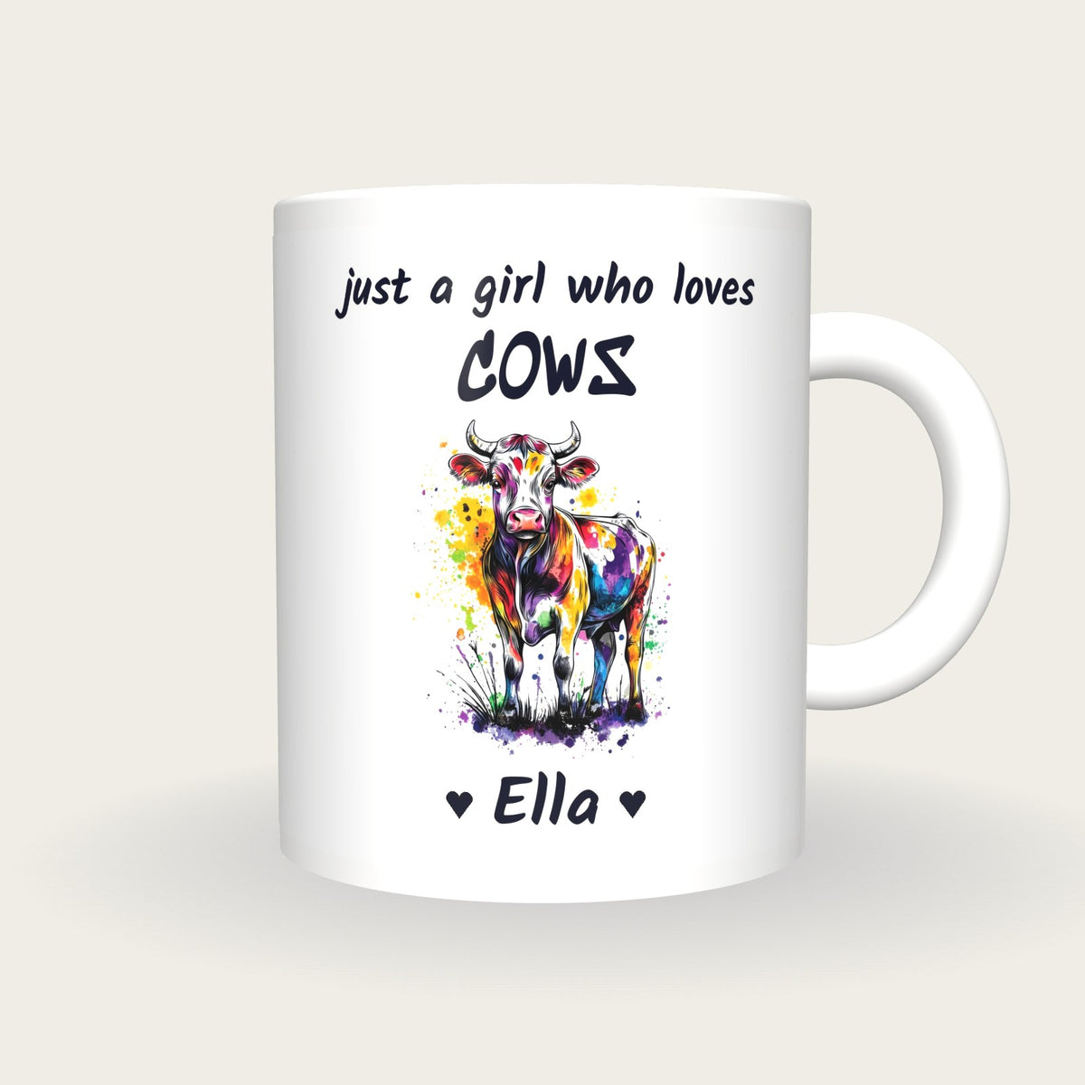 Personalised Cow Mug, Just A Girl Who Loves Cows, front