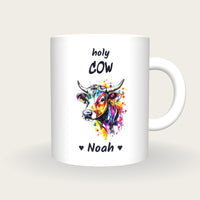 Personalised Cow Mug, Holy Cow, front