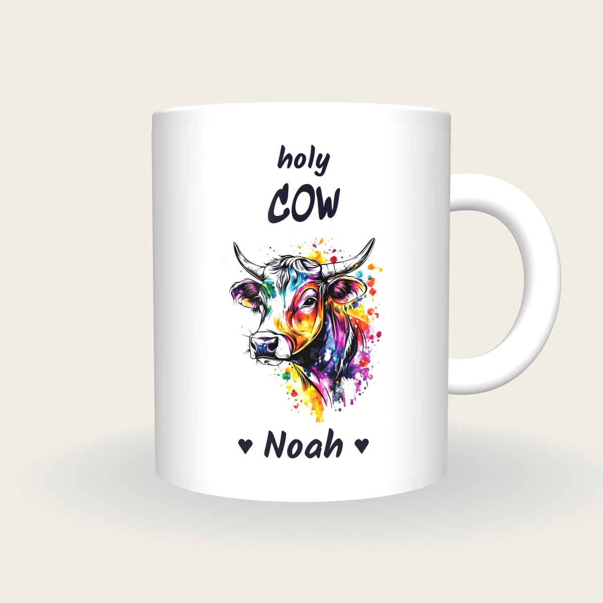 Personalised Cow Mug, Holy Cow, front