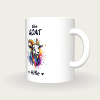 Personalised Goat Mug, The GOAT, three-quarter view