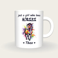 Personalised Horse Mug, Just A Girl Who Loves Horses, front