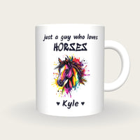 Personalised Horse Mug, Just A Guy Who Loves Horses, front