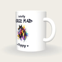 Personalised Horse Mug, Totally Horse Mad, three-quarter view