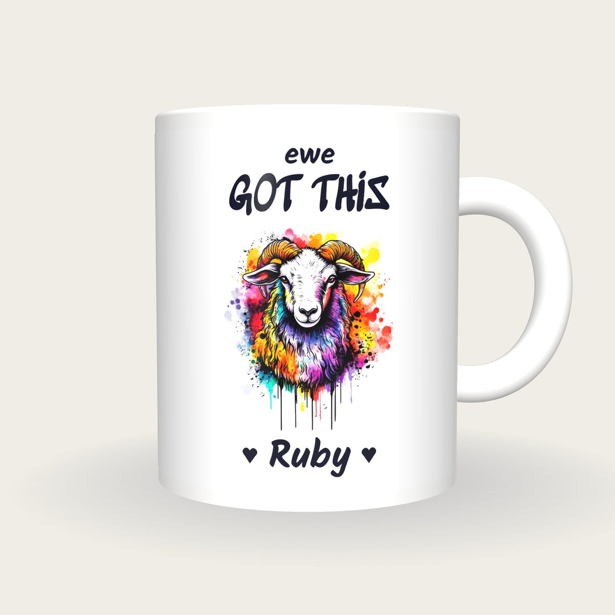 Personalised Sheep Mug, Ewe Got This, front