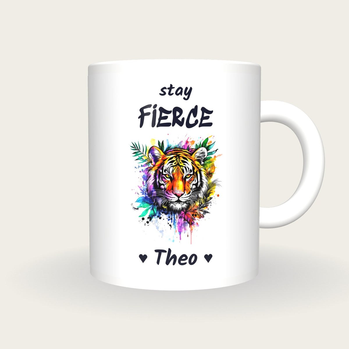 Personalised Tiger Mug, Stay Fierce, front