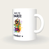 Personalised Dancer Mug, Born To Dance, three-quarter view